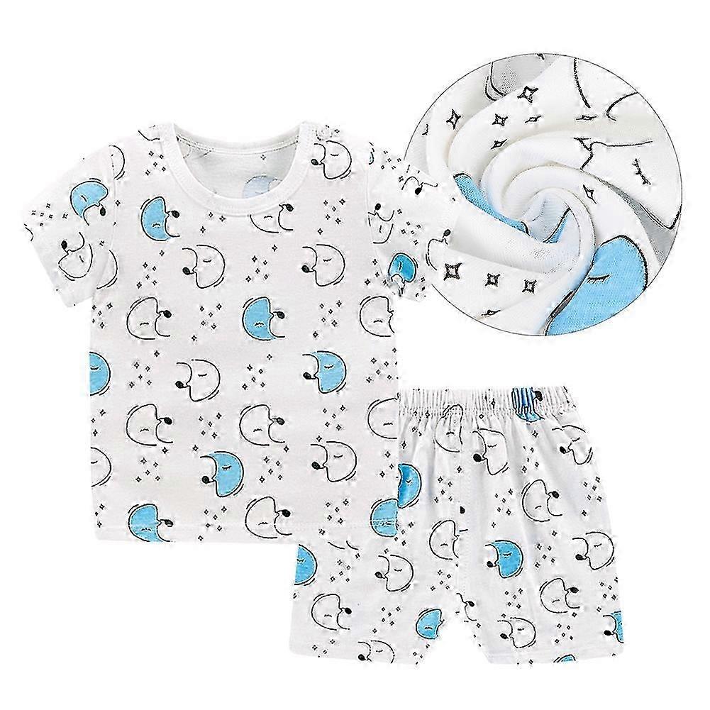 Kids Summer Outfit 2Pcs Cartoon Pattern Short T-Shirt and Pants for Boys and Girls