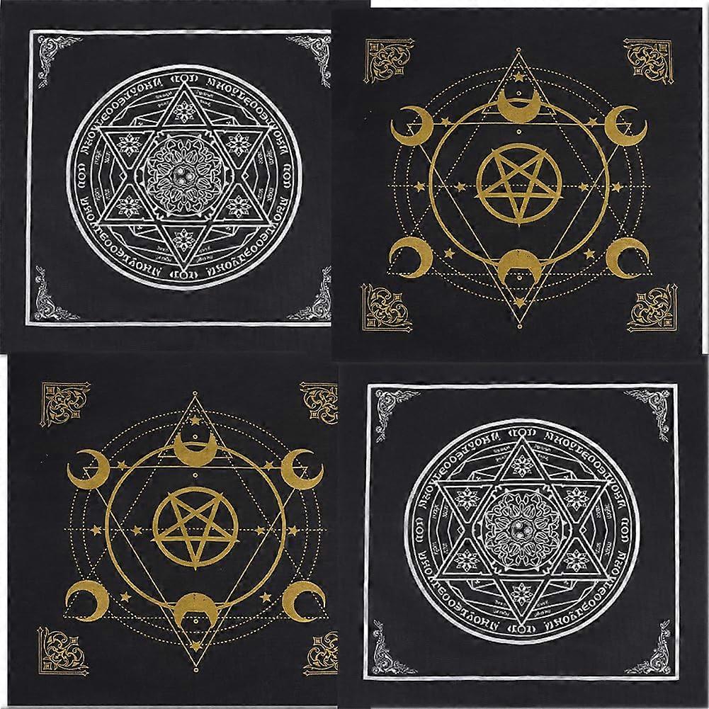 4Pcs Altar Cloth Pentagram Star Moon Tarot Table Cloth Table Witchcraft Tapestry Tablecloth Spiritual Square for Divination Pendulum Witchcraft Suppli
