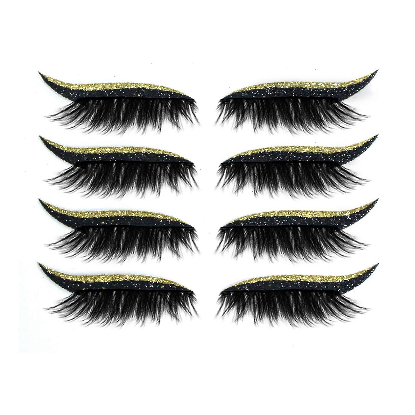 4 Pairs Reusable Eyeliner and Eyelash Stickers False Eyelashes Sequin Eye Shadow,Eyeliner stick eye makeup stick false eyelashes,Eye shadow patch,purp