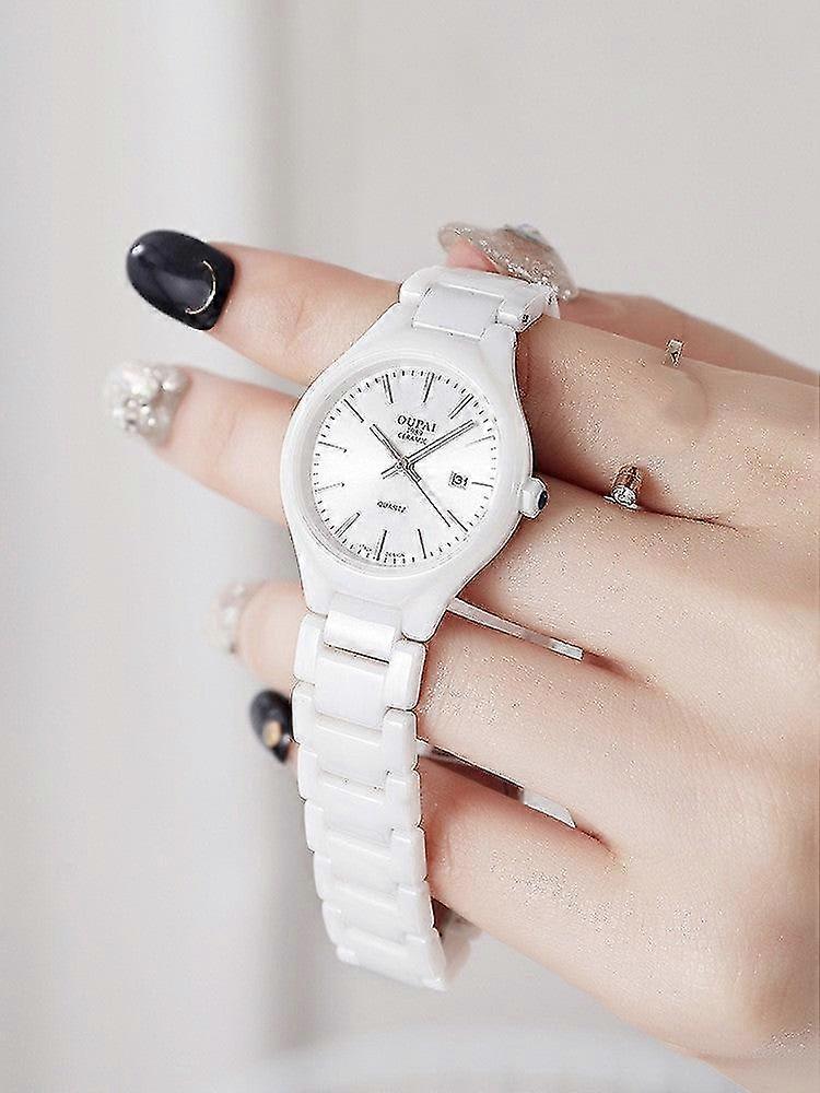 White ceramic women's watch simple temperament Banmo