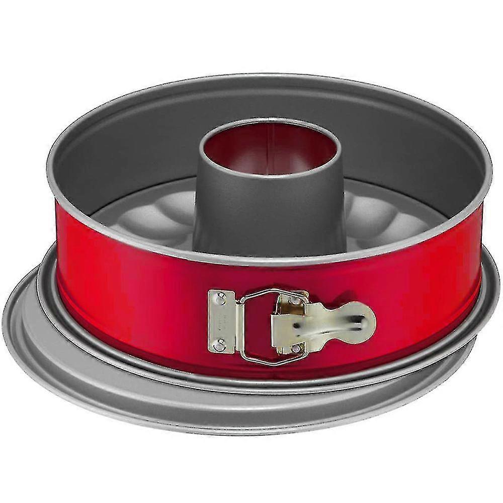 Fluted Ring Cake Tin With Non-stick Coating, Red-gray