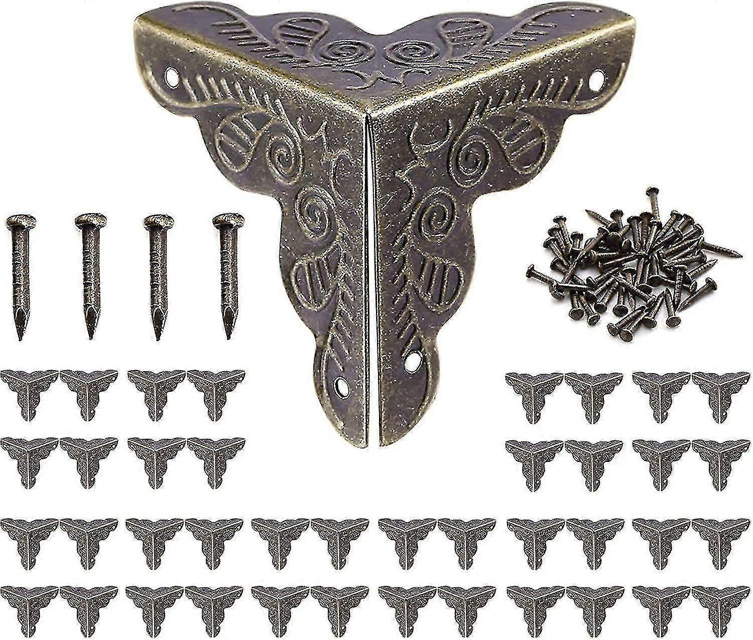 40pcsヴィンテージコーナー、アンティークメタル家具コーナー、木枠とヴィンテージスタイル用保護コーナー