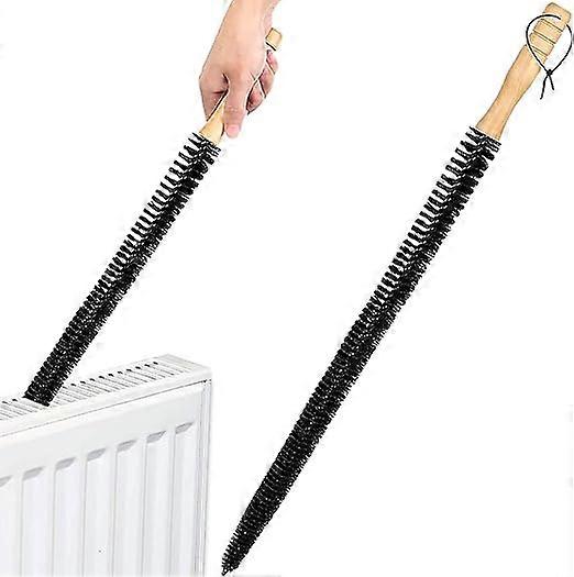 Radiator Brush with Long Flexible Wooden Handle - Soft Bristle Brush