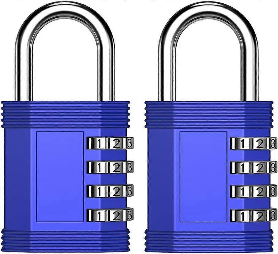 Lock for Gym Locker, 4 Digit Combination Lock for Gym, Employee, School, Fence, Gate, Hasp Cabinet, Set Your Own Keyless (2 Pack, Blue)