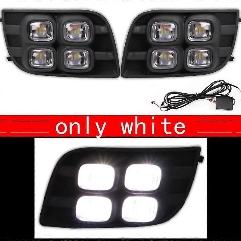 1 Pair Car DRL LED Daytime Running Light for Toyota Sequoia 2007 2008-2017 White DRL Yellow Turn Signal Light With Fog Lamp Hole