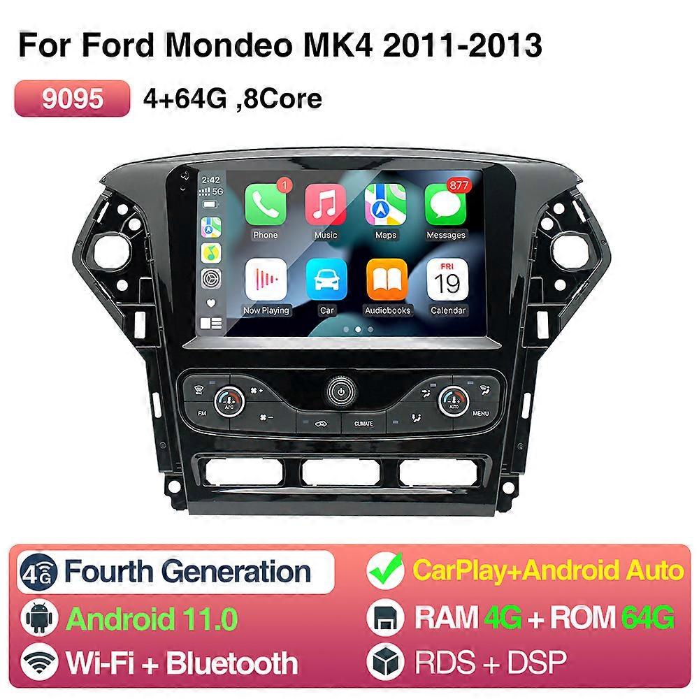 Grandnavi Android 11 Car Radio Stereo For Ford Mondeo MK4 2011-2013 Wireless Carplay Android Auto 9 Inch Touch screen GPS WIFI