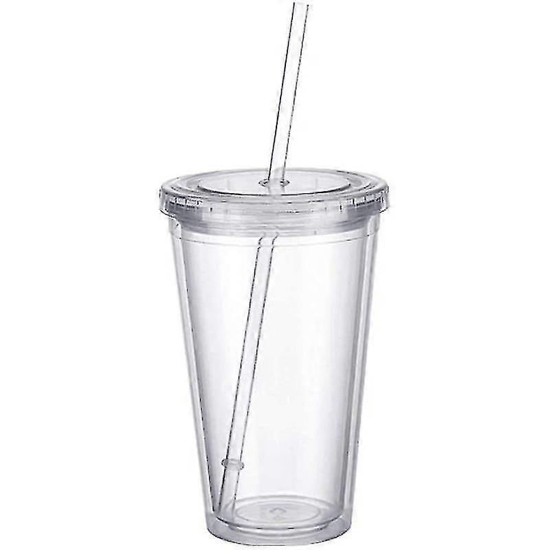 Reusable Double Layer Cup Lids With Reusable Straws Smoothie Juice-MXBC