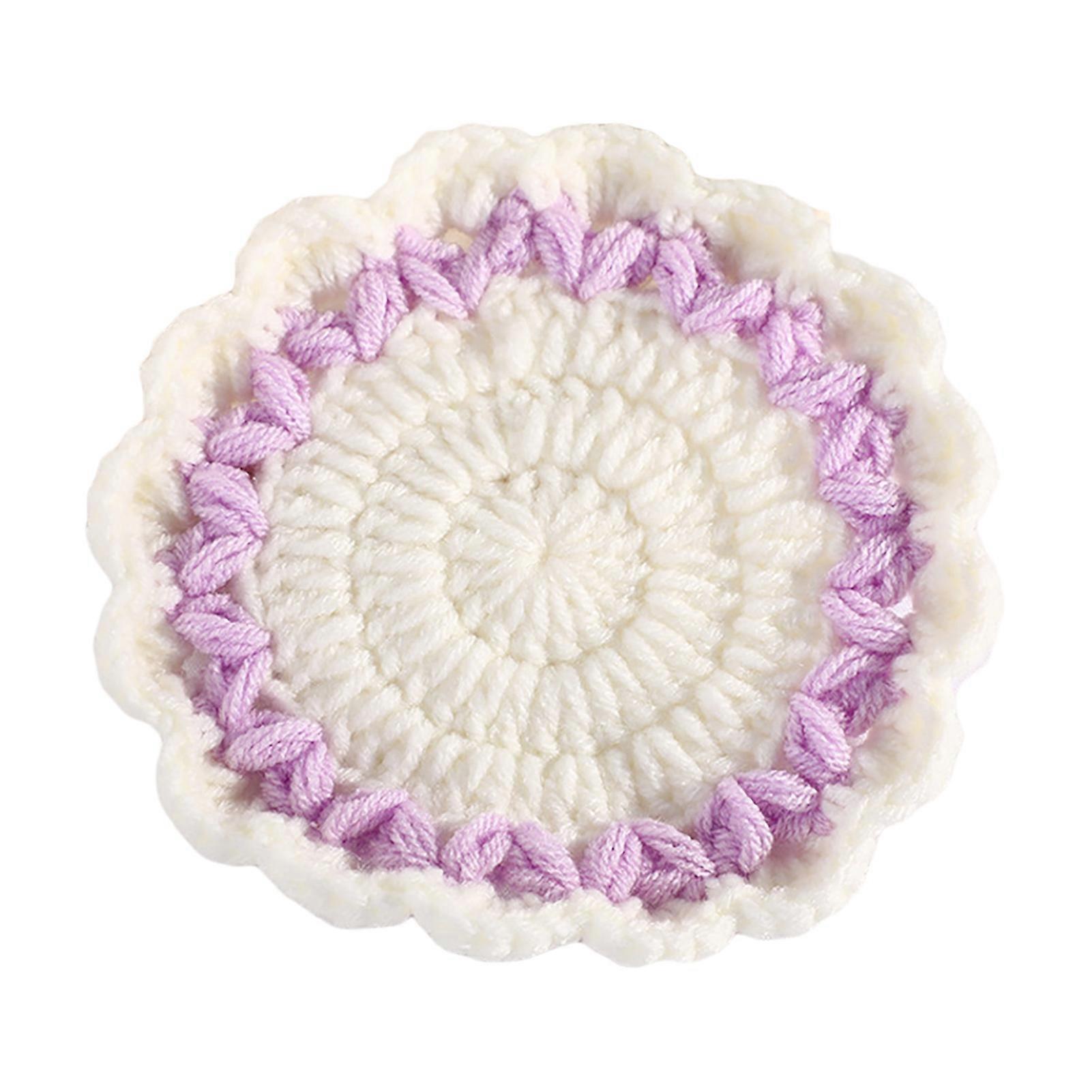 Table Coaster Wave Lace Fine Workmanship Knitted Colorful Woolen Yard Cup Mat for Daily Use