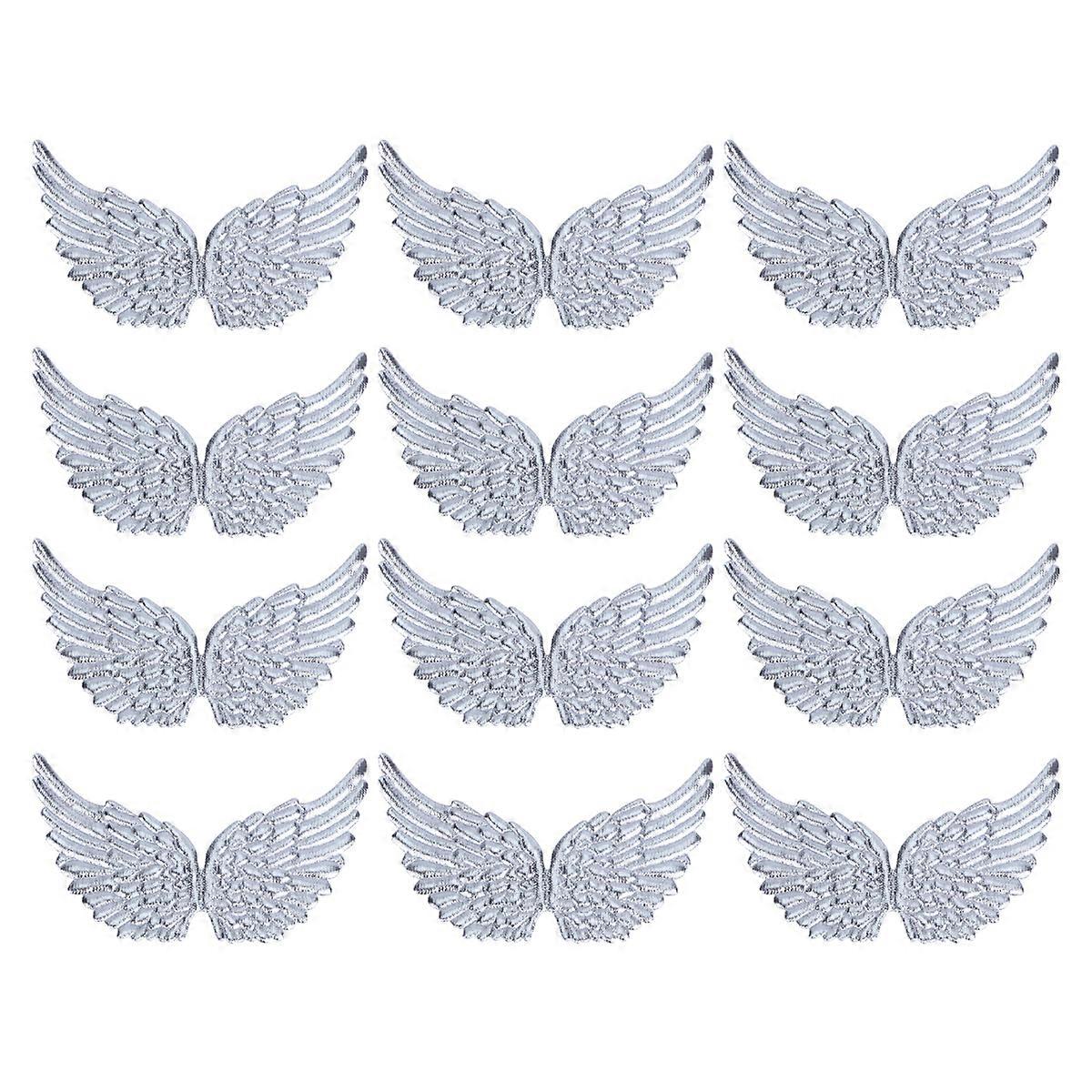12PCSシルバーミニウィングクリエイティブDIY装飾エンジェルウィングギフトDIYコスチュームバックパックアクセサリークラフト装飾小道具