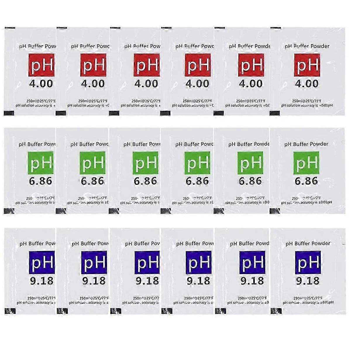 18 Pack PH Meter Buffer Solution Powder 6.86/4.00/9.18, PH Calibration Solution Packets for Precise PH Meter