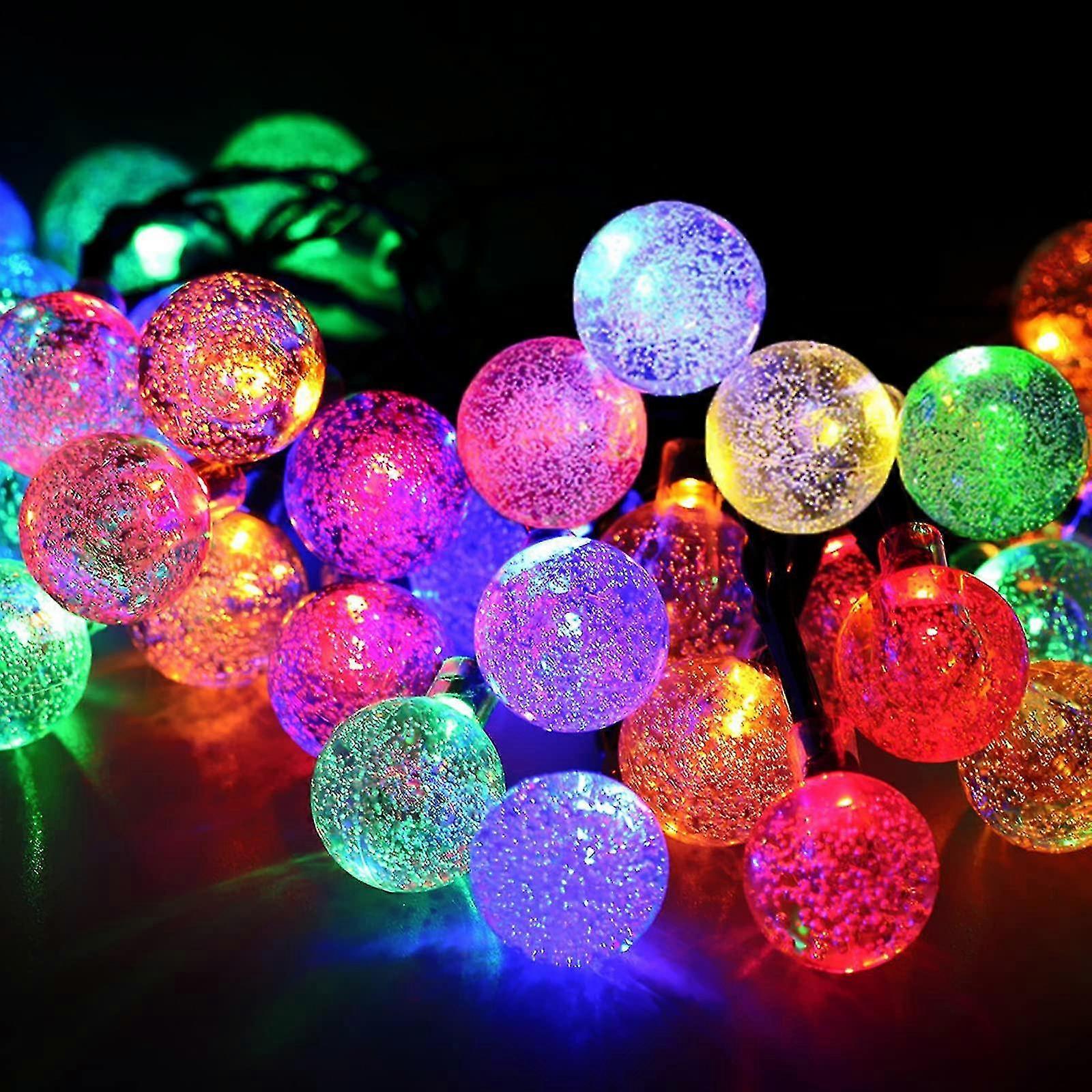 Solar String Lights Outdoor Garden, 50 Led 8 Modes Solar Bubble Ball Light String Waterproof Crystal Ball Fairy