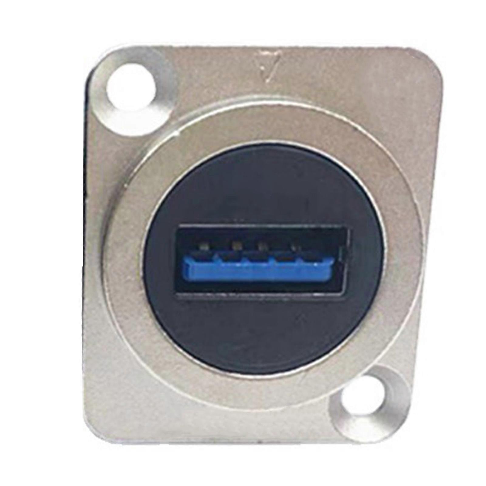 USB3.0 Panel Mount Connector Female to Female Stable Data Transmission D Type USB Socket for 86 Cabinet Panel Silver Shell