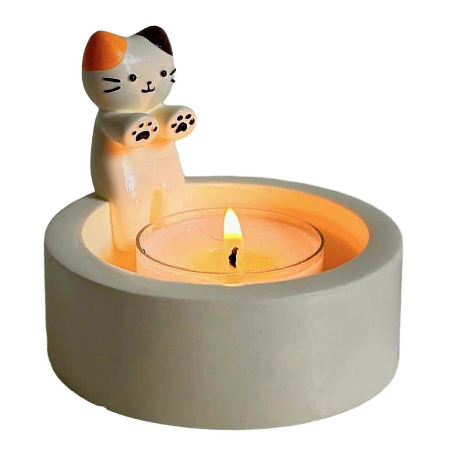 Candle Holder Adorable Cat Warming Paws Shape Candlestick Cute Cartoon Candle Container for Home