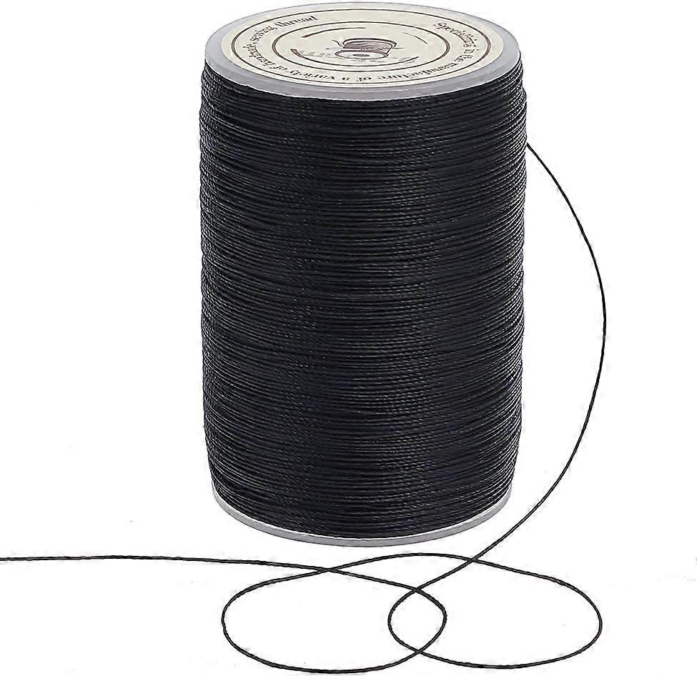 DIY 175 Yards/160m Black Waxed Polyester Cord 0.3~0.4mm Twisted Sewing Waxed Thread Polyester Cord Stitching Thread Cord Wax String with Spool for Bra