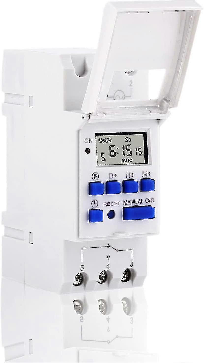 Electronic Timer,Digital Programmable Timer S    Weekly Programs With Large Lcd Display For 35mm Din Rails In( )