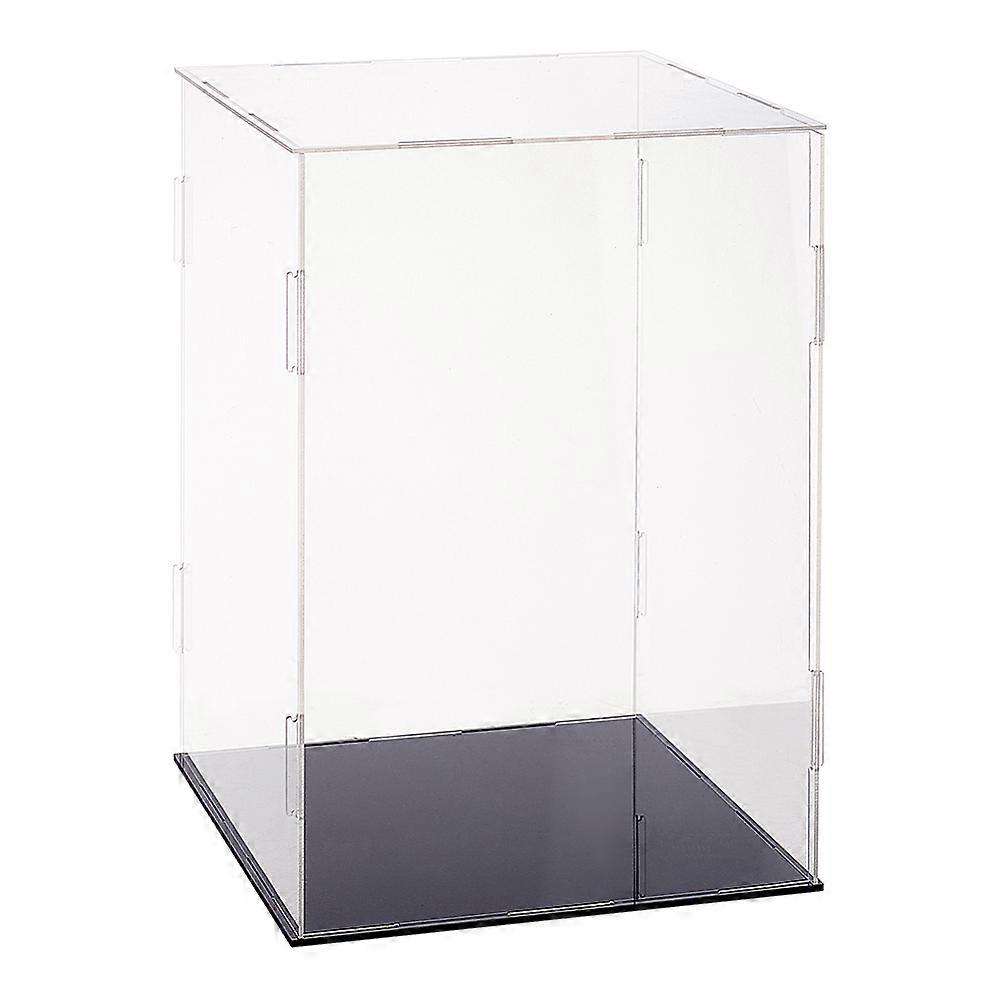 Plastic Minifigure Display Cases 8.3x8.3x12inch Clear Dustproof Action Figure Display Box with Black Base Display Cabine for Models Building Blocks Do