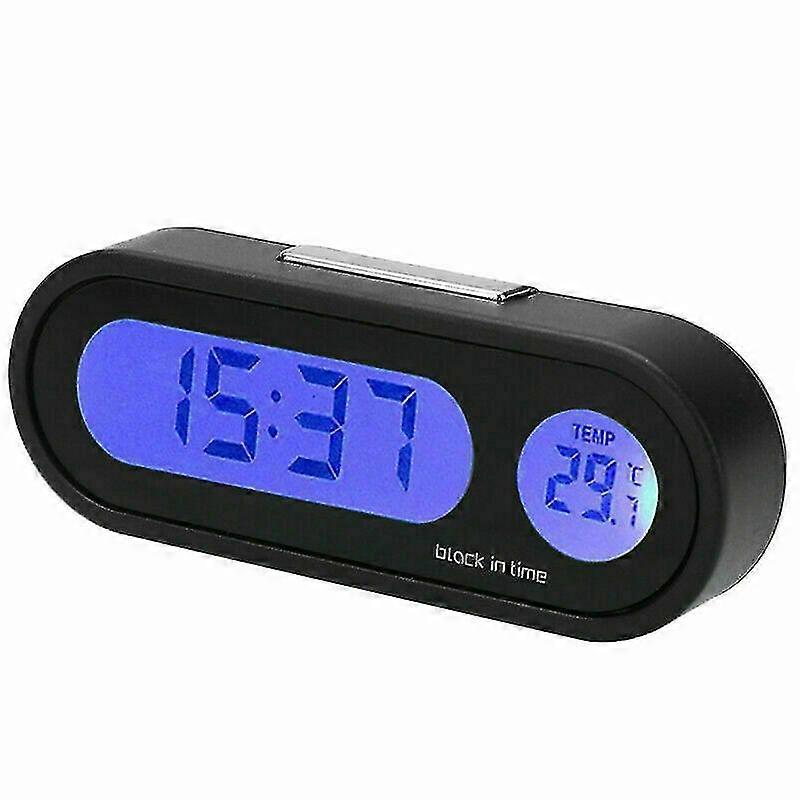2 In 1 LCD Digital Auto Elektronische Led Stechuhr Thermometer w / Hintergrundbeleuchtung Schwarz