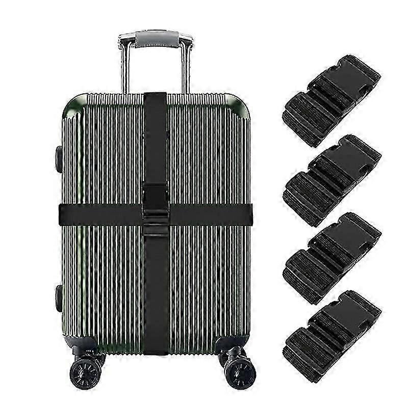 Luggage Straps, 4Pcs Wide Travel Secure Belt for Suitcase with Name ID Card