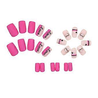 Sweet Frosted Pink Mid-length False Nails Ultra-flexible Long Lasting Fake Nails  Glue Models