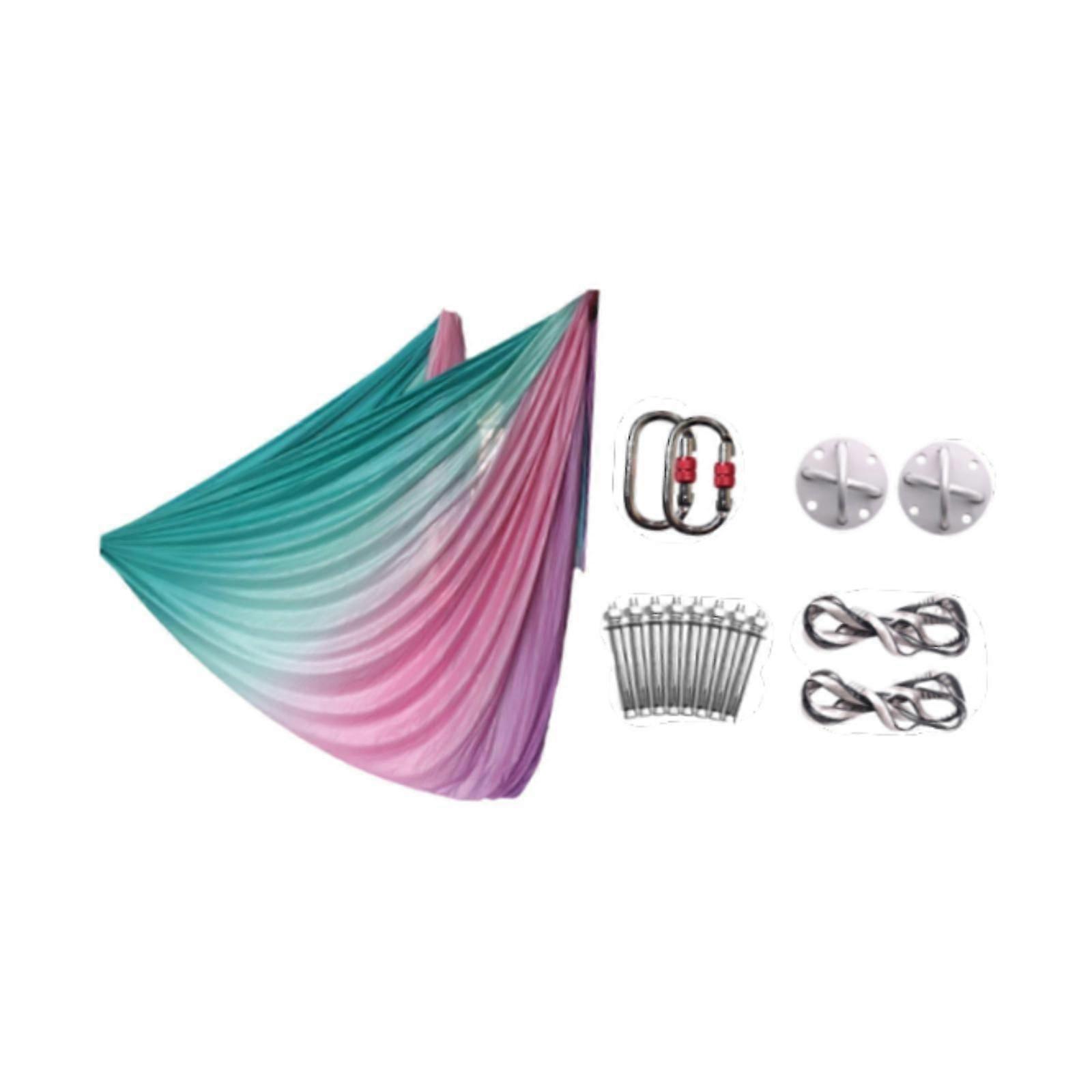 Pilates Yoga Hammock Included Hardware for Dance Improved Flexibility Purple Green