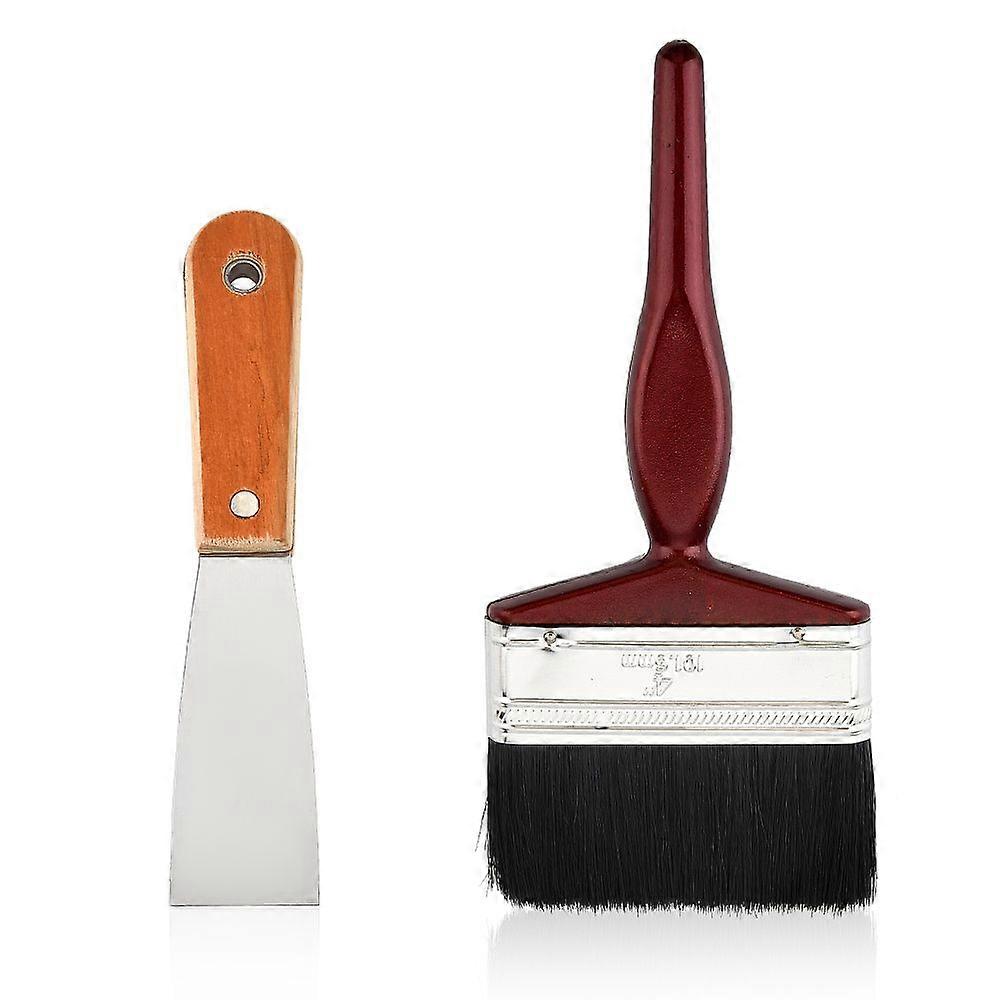 2 Pcs 2 Styles Bristle Paint Brush Plastic Handle Mixed Color 1pc/style