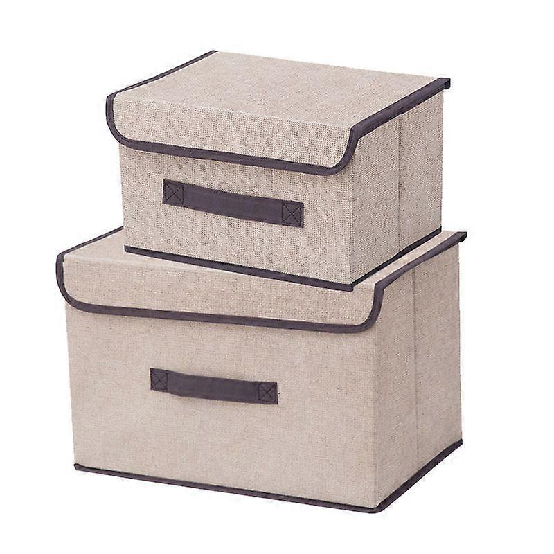 Foldable Storage Box  with Lids Stackable Linen Fabric Storage Container
