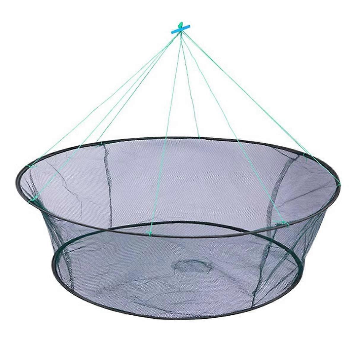 Portable Foldable Fishing Net Hand Net with Fishing Rope for Catching Fishes Crabs Lobster Fishing
