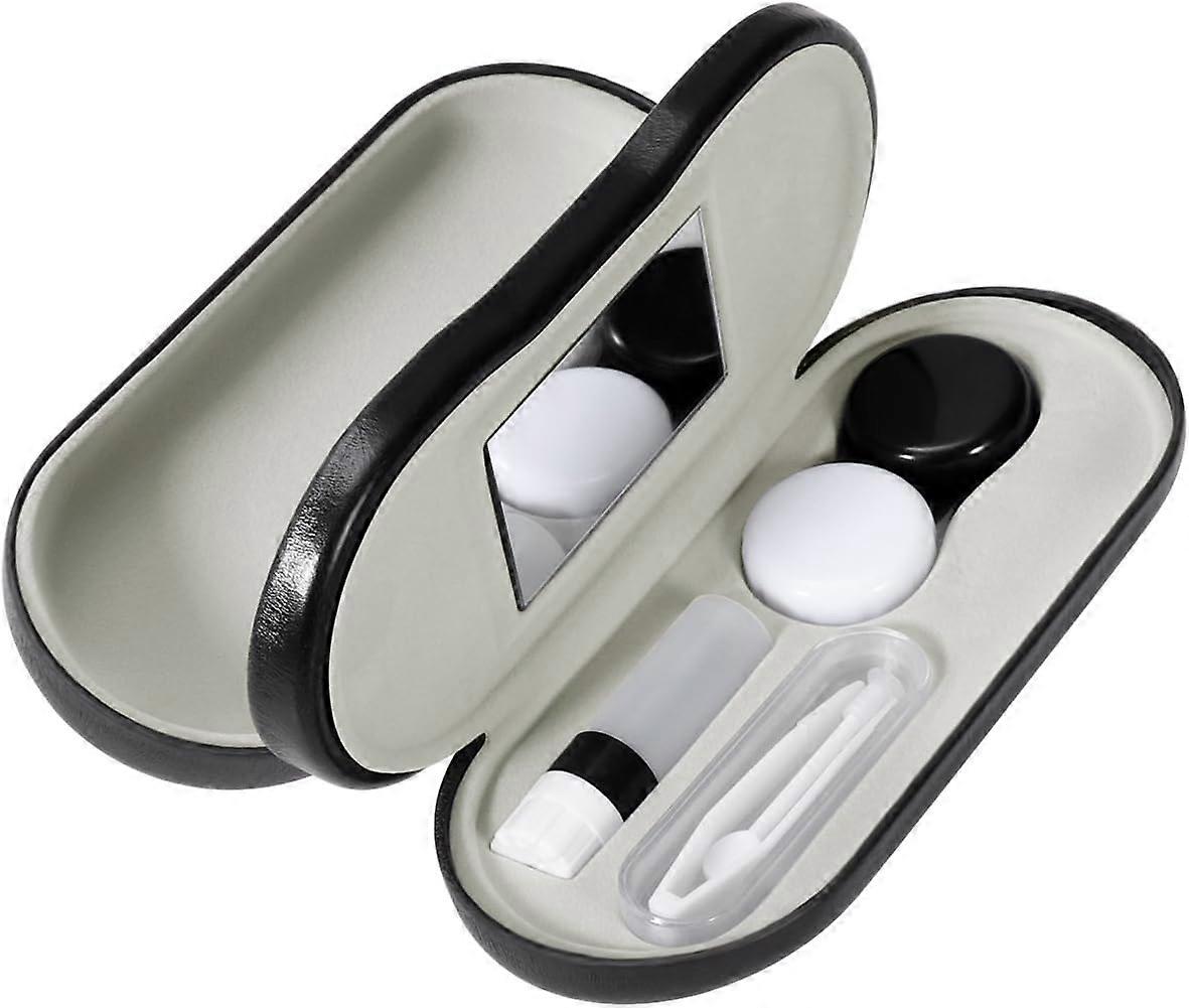 Contact Lens Case - Eyeglass Case Travel Kit Double Sided 2 in 1 - Leakproof Design - Tweezers and Applicator Included - Perfect for Home Travel