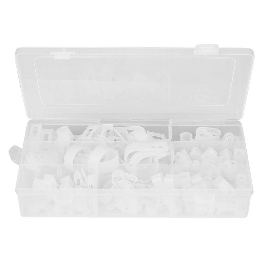 Popular Practical 200PCS White Nylon R Type Cable Thread Clamp Combination