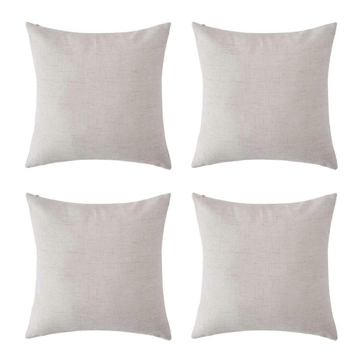 Create Your Dream Space, 18 X 18 Inch Set Of 4 Cream Faux Linen Decorative Pillow Covers, Textured Burlap For Farmhouse Decor, Hidden Zipper For Easy
