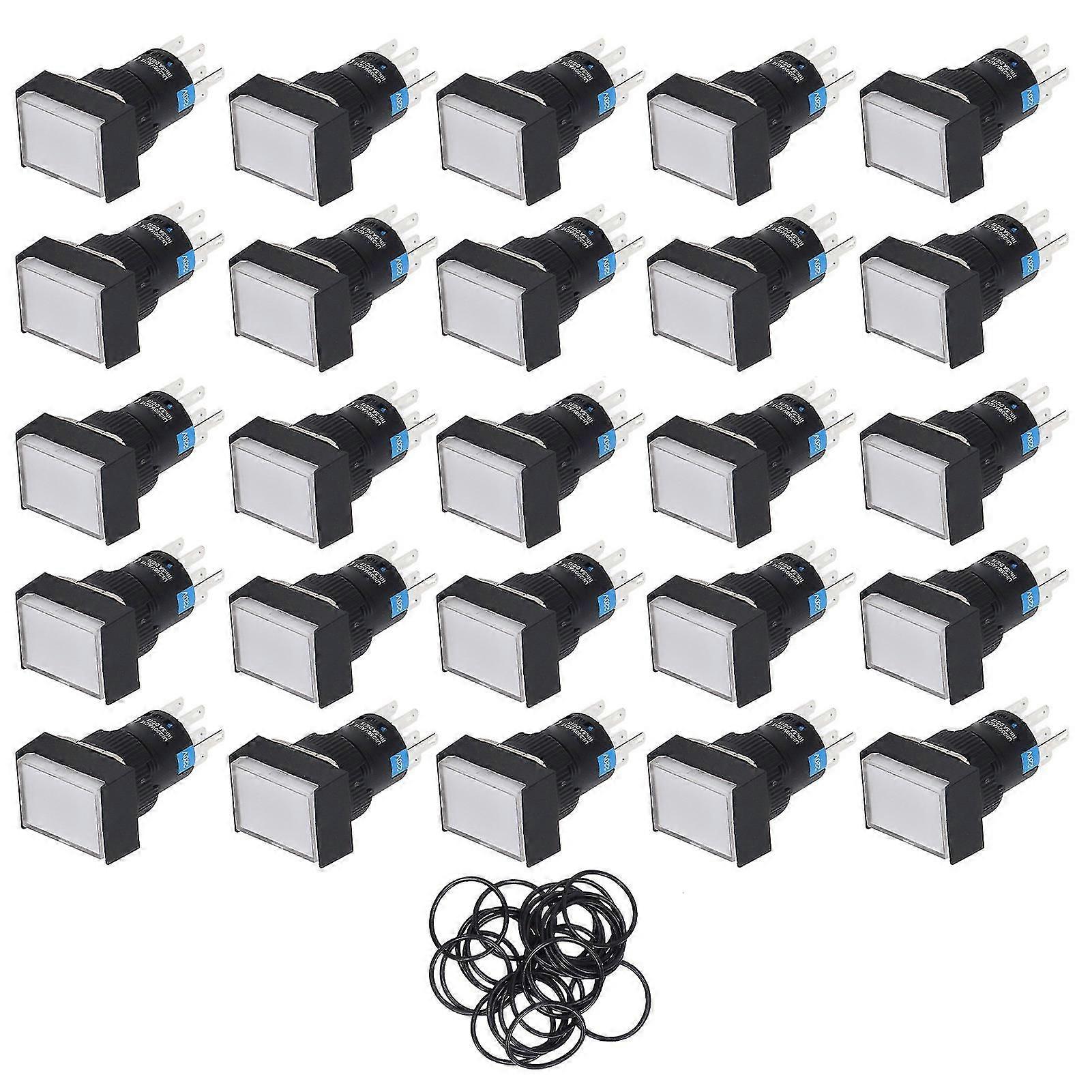 25PCS Micro Button Switch with Light Self Locking Push Switch for Industrial Device 220V 5A