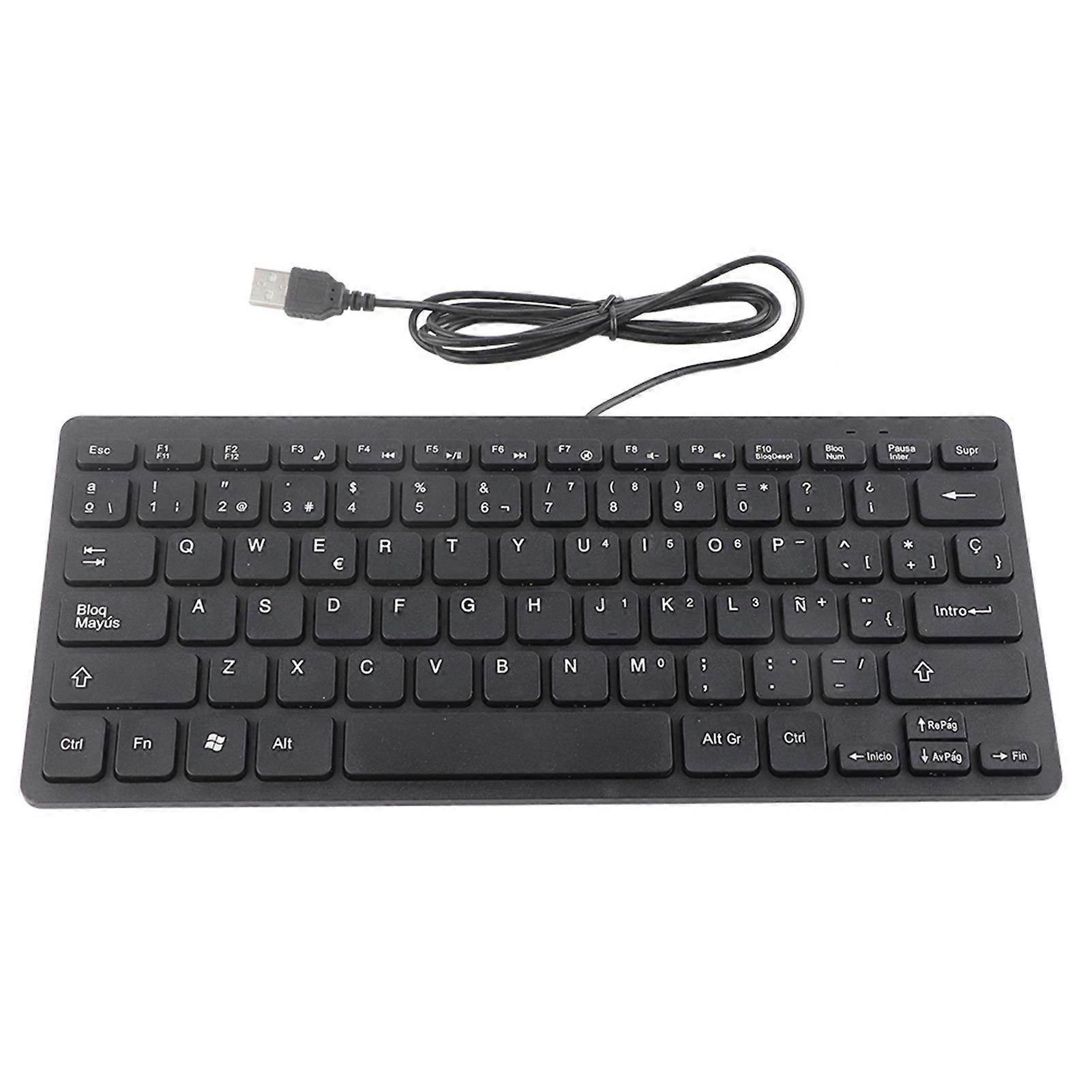 Wired Mini Portable Spanish Keyboard USB Interface for Desktop Computer Ultra Thin 78 Keys
