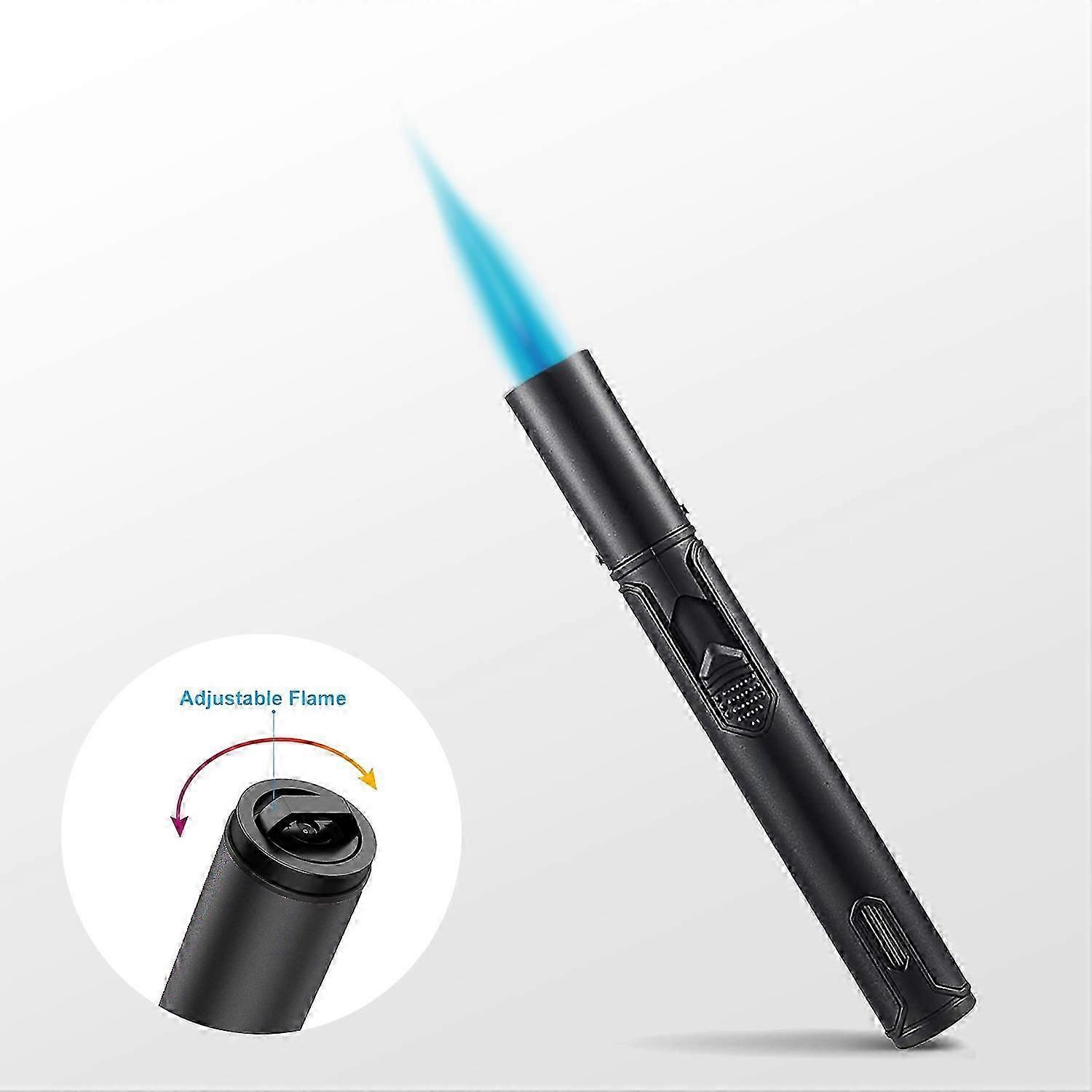 Fillable butane torch lighter 2-pack with adjustable jet flame (no liquid)