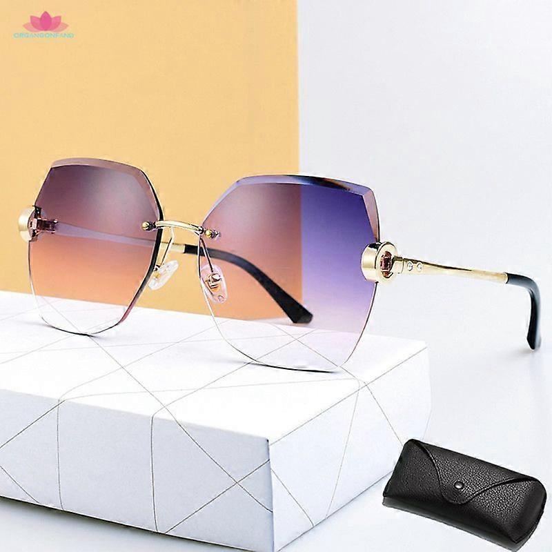 Women's Sunglasses - Rimless Crystal Frame Sunglasses
