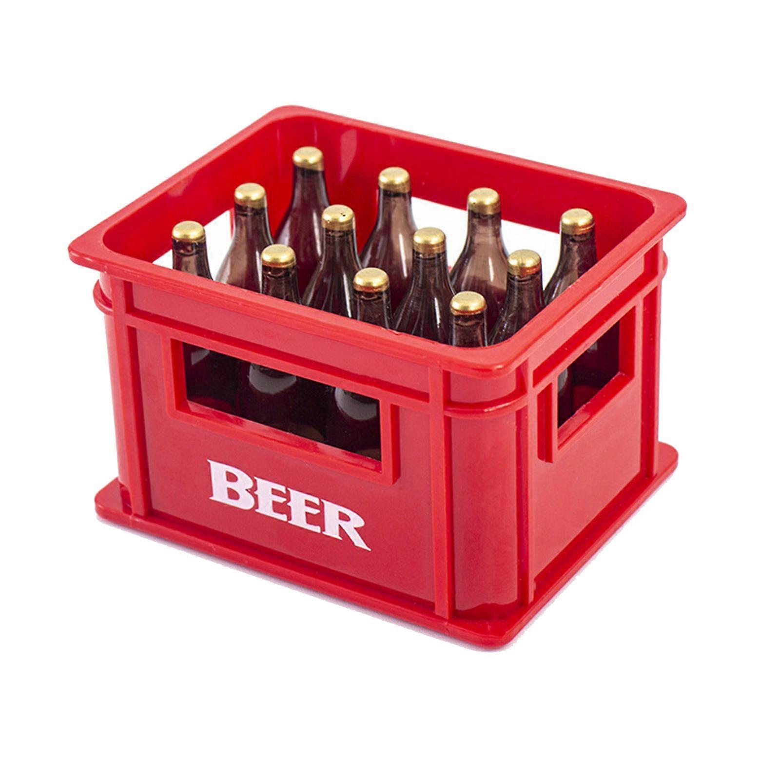 Miniature Dollhouses Beer Box Realistic Beer Crate Model Figurine for 1/12 Scale Dollhouses Decoration Display Props  Red