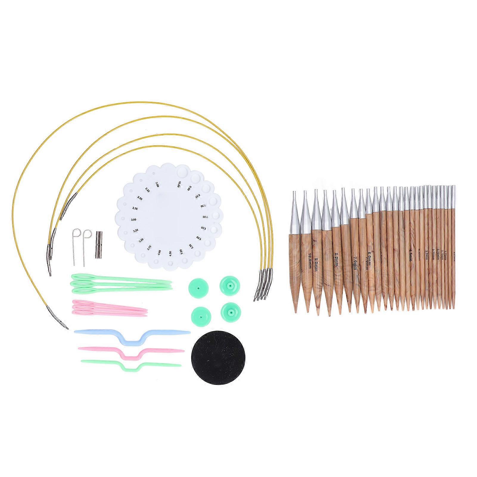 Interchangeable Circular Knitting Needles Set, Aluminum, 13 Sizes Included