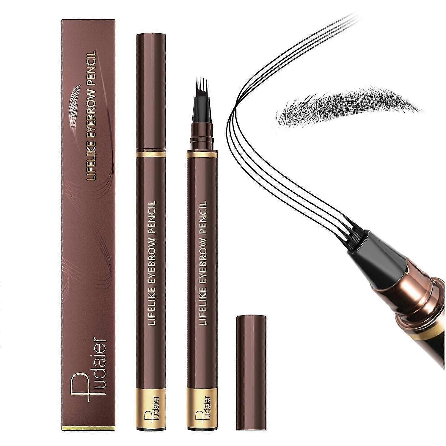 Eyebrow Pencil, 2Pcs Waterproof Microblading Eyebrow Pens, 4 Tip Precise Eye Brow Makeup Pen for Women to Effortlessly Create Natural Brows