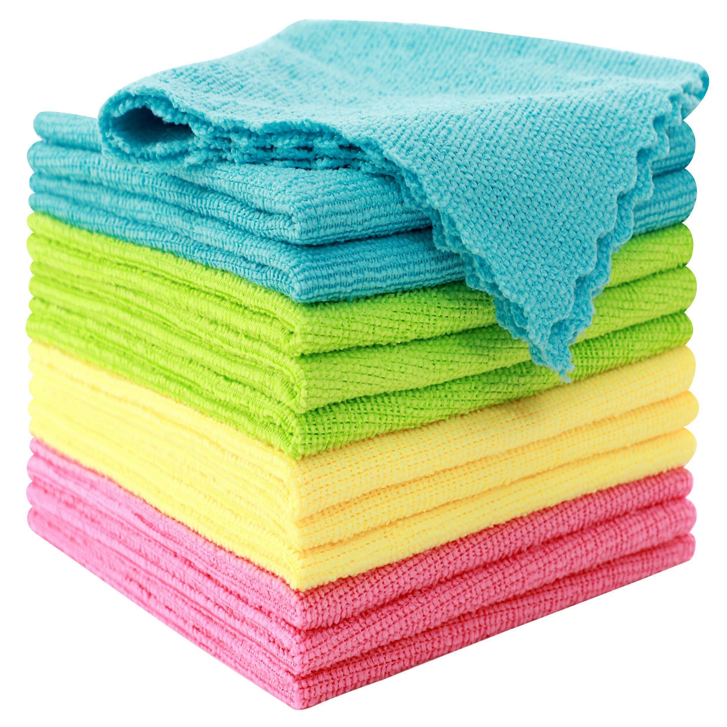 12 Pack Microfiber Cleaning Cloths 12"x12" Fast Drying Reusable Detail Towels for Car and Home Cleaning