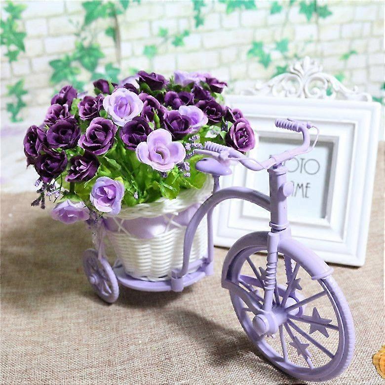 Nostalgic Bicycle Artificial Flower Decor Plant Stand (Purple)