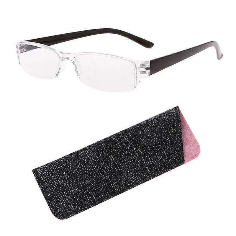 New Unisex Lightweight Clear Slim Rimless Reading Glasses 1.00-4.00 Diopter Eyewear With Leather Case