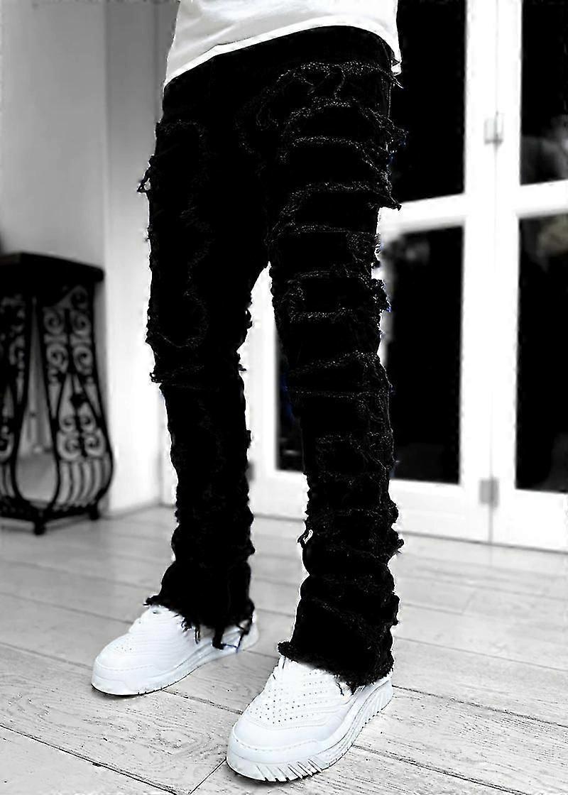 Heren Stretch Tassel Tape Denim broek met rechte pijpen