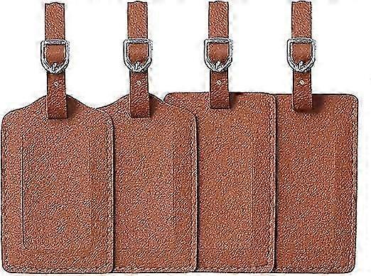 Leather Luggage Tags 4 Pack Bag Suitcase Labels