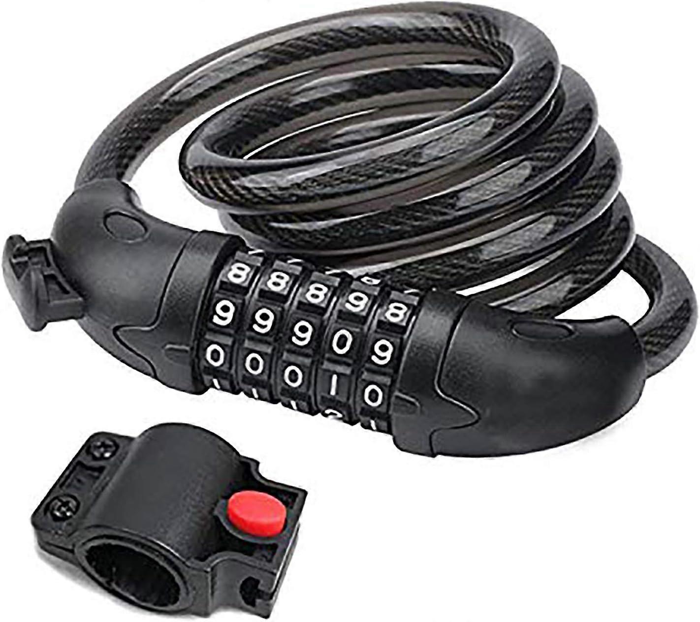 Resettable Combination Bike Lock, 5-Digit Anti Theft Security Lock, Heavy Duty Cable Resistant to Rust and Cutting, Easy Installation with Mounting