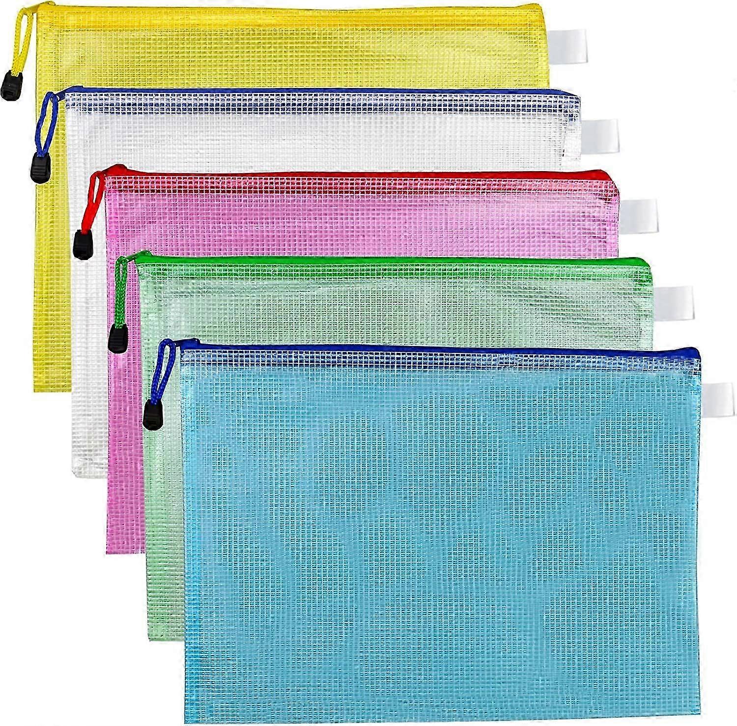 5 Pcs Plastic Wallets A4 File Folder Document Zipper Bags A4 Zip Bag