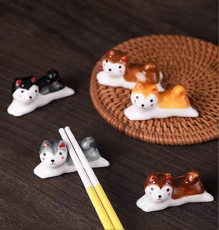 5pcs Dog Ceramic Chopsticks Holders, Decorative Kitchen & Restaurant Tableware Accessories