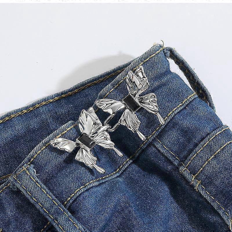 Adjustable  Butterfly Button Fixed Tightening Pins Waist Buckle For Pants No Sewing Required Waist Closing Artifact Tool