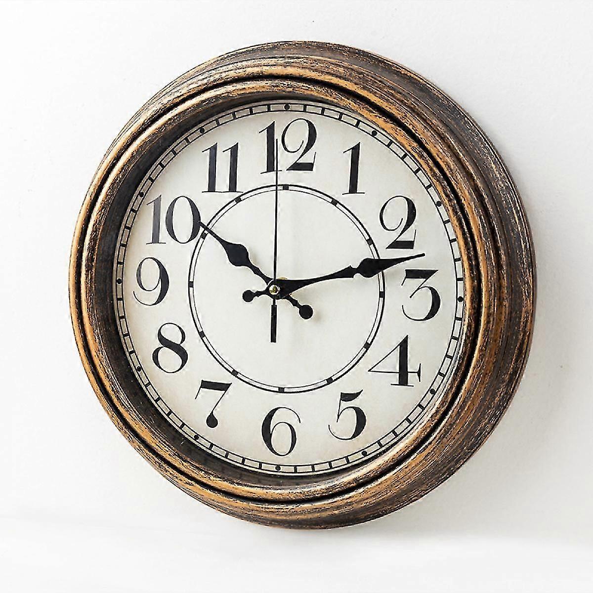 SSRGV 12-inch Retro Wall Clock, Vintage Round Decorative Wall Clock, Silent