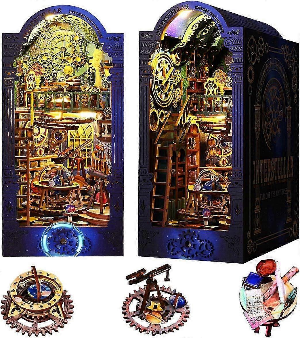 Flynn's Arcade Themed Booknook, 3D Wooden Puzzle Bookend Bookshelf Insert Decor With LED Light,100% New