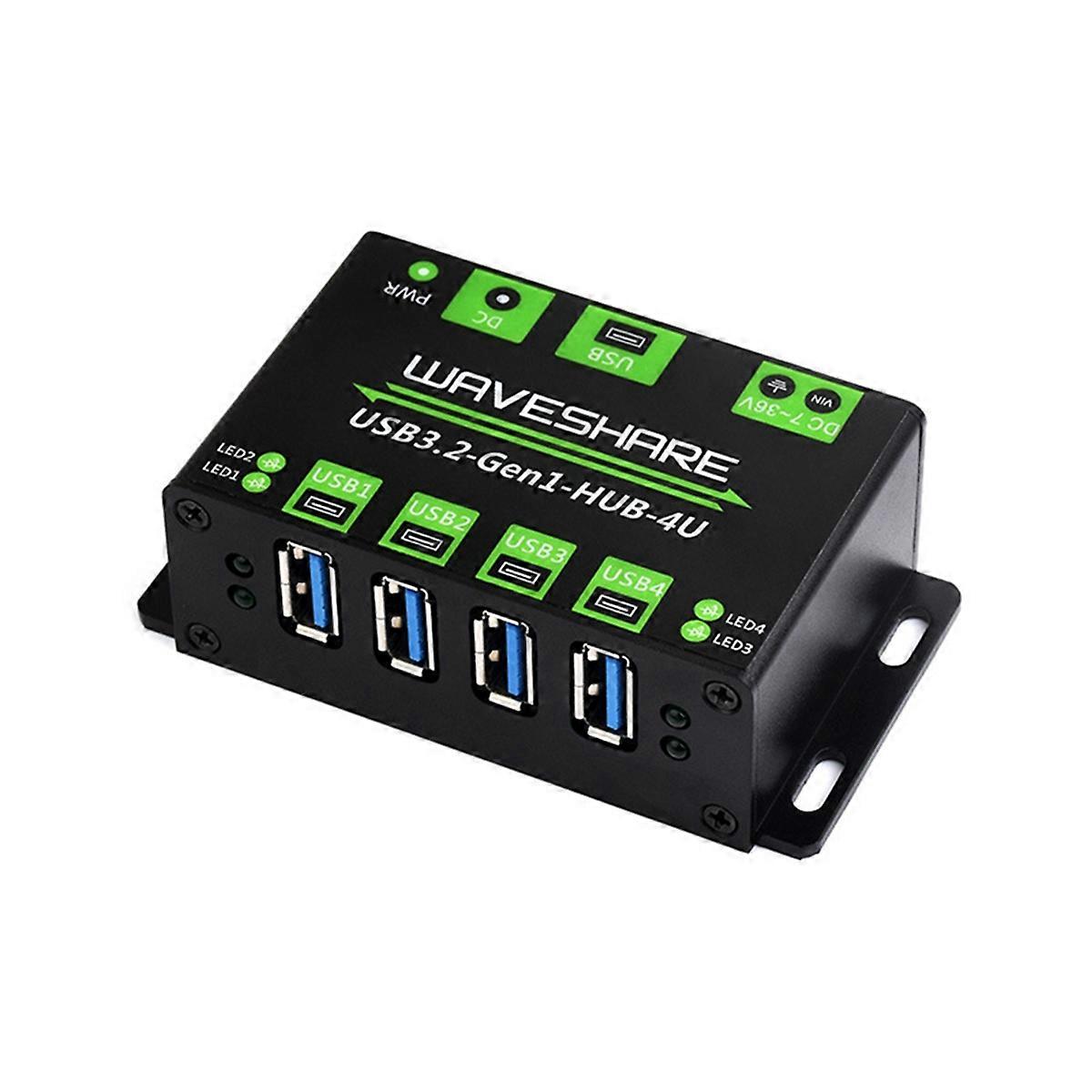 Waveshare USB3.2 HUB 4U Rozszerzony 4-kierunkowy interfejs USB 3.2Gen1 5 Gb / s Adapter HUB klasy przemysłowej Comp