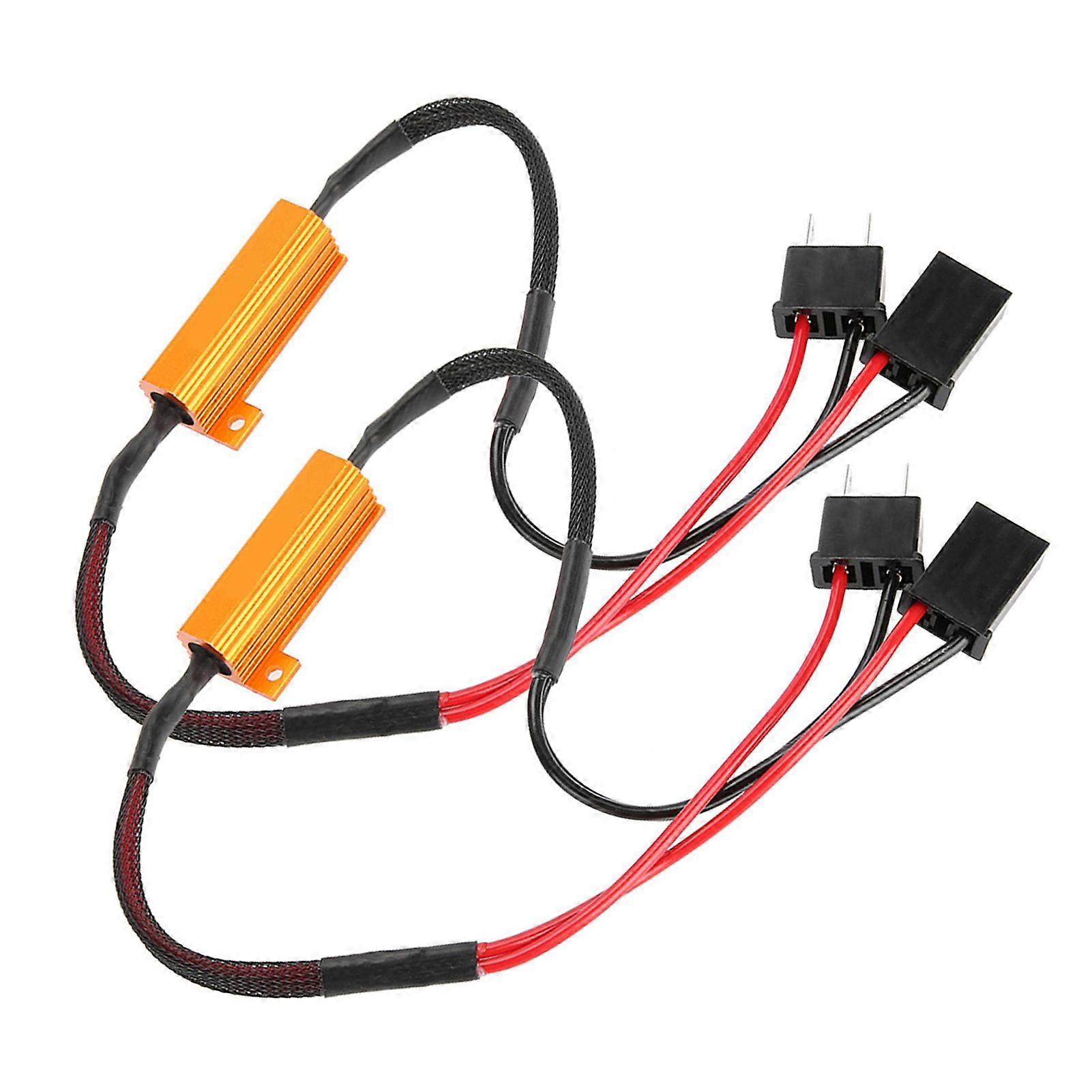 2Pcs Car LED Load Resistors for H7 Headlight Anti Hyper Flash No Error Load Resistor Wiring